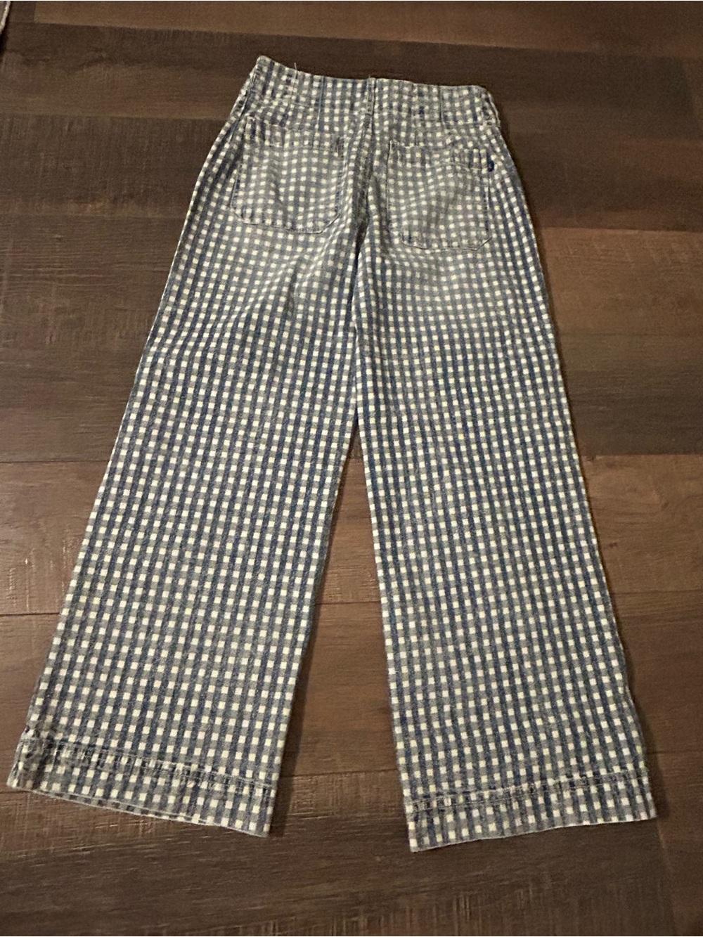 Women’s Pilcro Blue Checked “the Skipper” Wide-Leg Jeans - Picture 8 of 9
